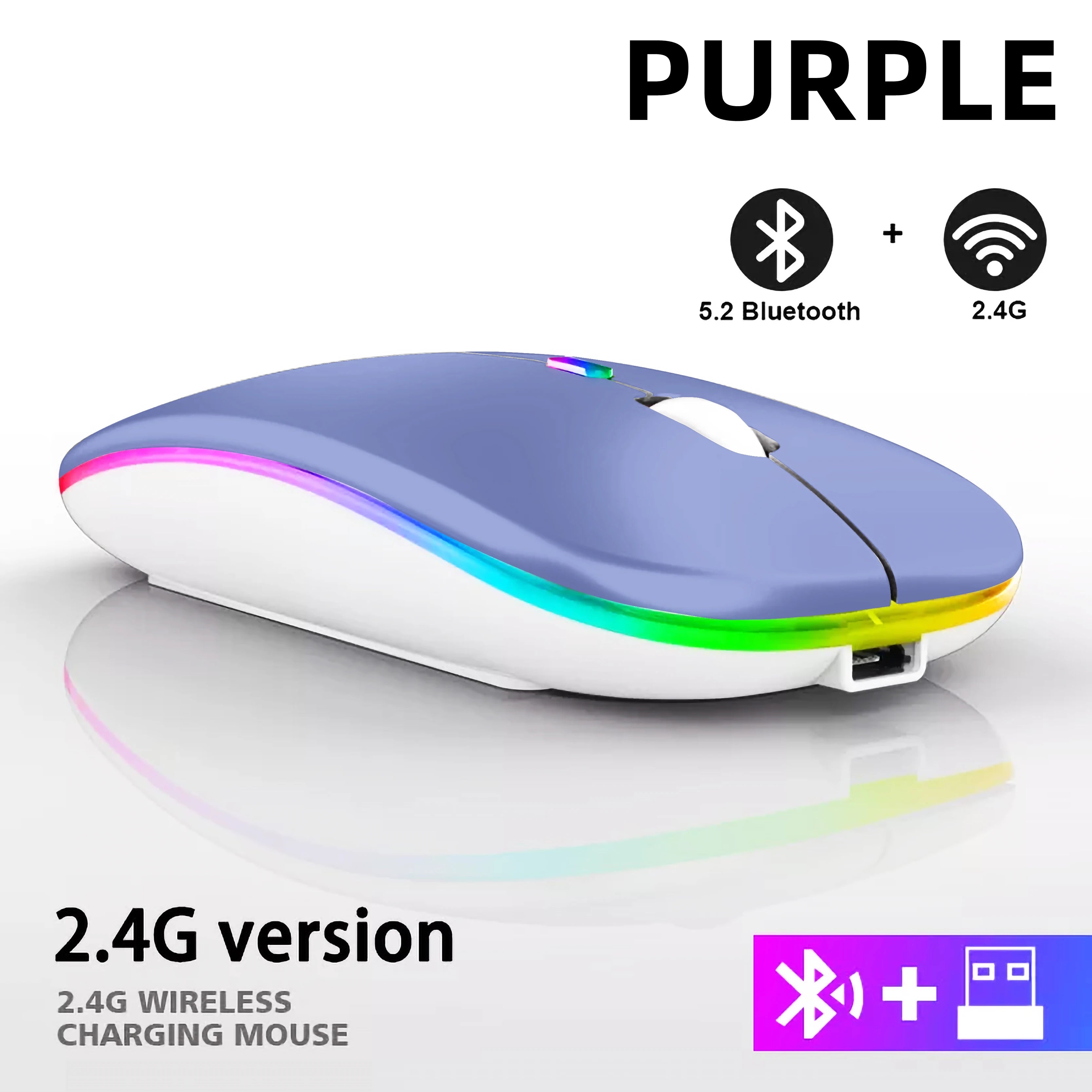 Wiederaufladbare kabellose Bluetooth-Maus mit 2,4 GHz USB RGB 1600 DPI Maus für Computer Laptop Tablet PC Macbook Gaming Maus Gamer