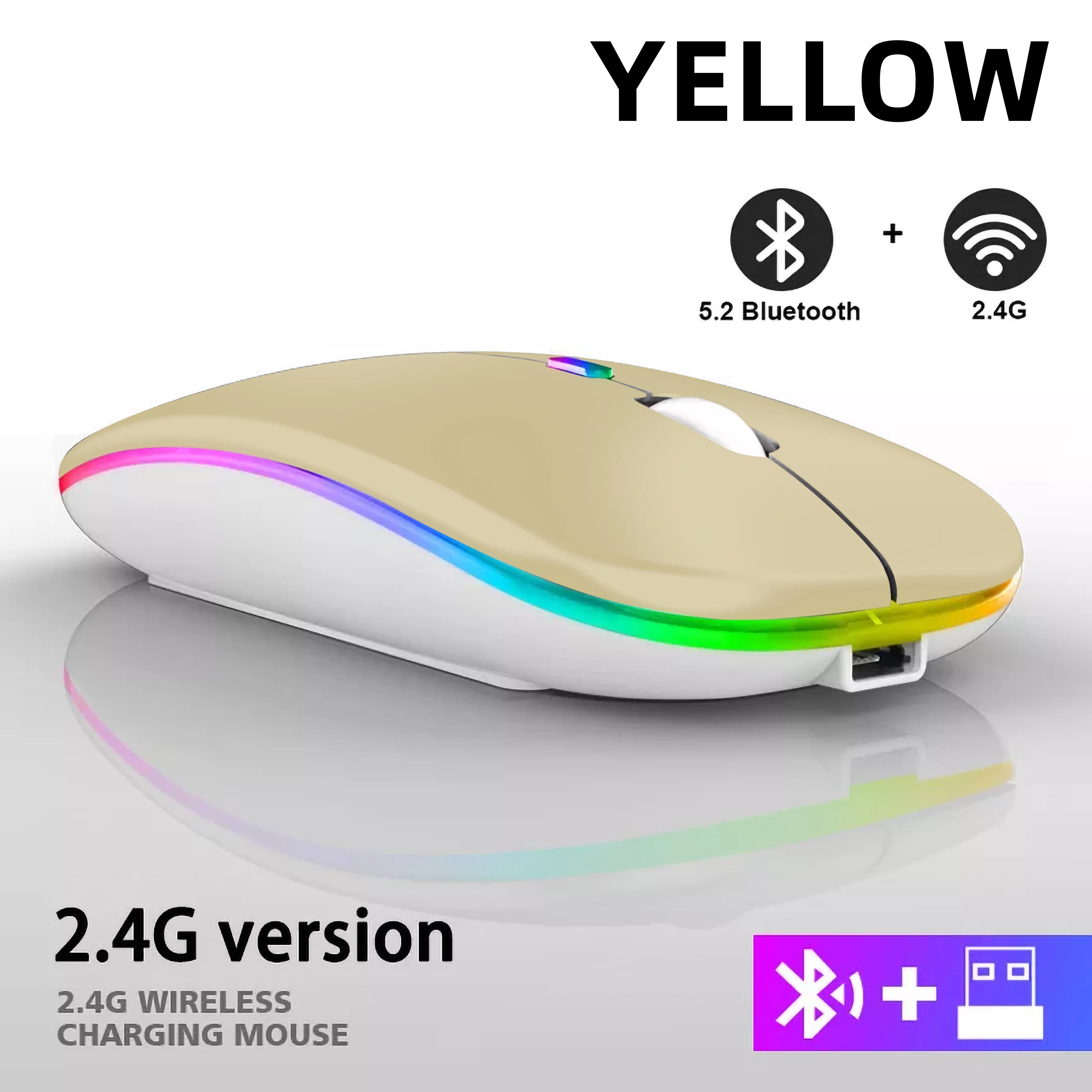 Wiederaufladbare kabellose Bluetooth-Maus mit 2,4 GHz USB RGB 1600 DPI Maus für Computer Laptop Tablet PC Macbook Gaming Maus Gamer