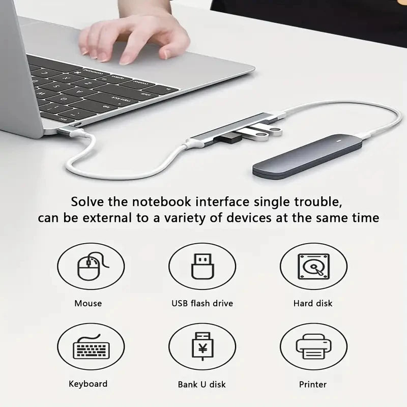 4-Port USB Hub Type C Extender Splitter Adapter OTG Docking Station for MacBook pro 13/15 Air PC Laptop - Phone Charging Compu
