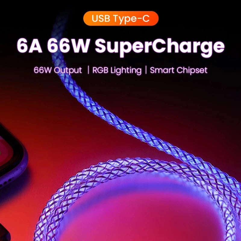 Câble Chargeur RGB 66W - Recharge rapide et colorée