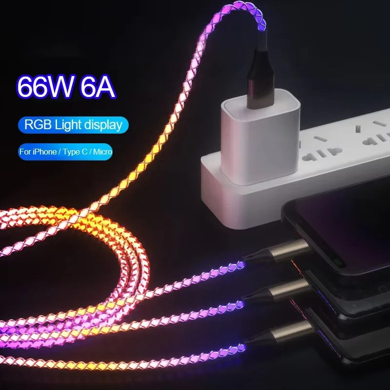 Câble Chargeur RGB 66W - Recharge rapide et colorée