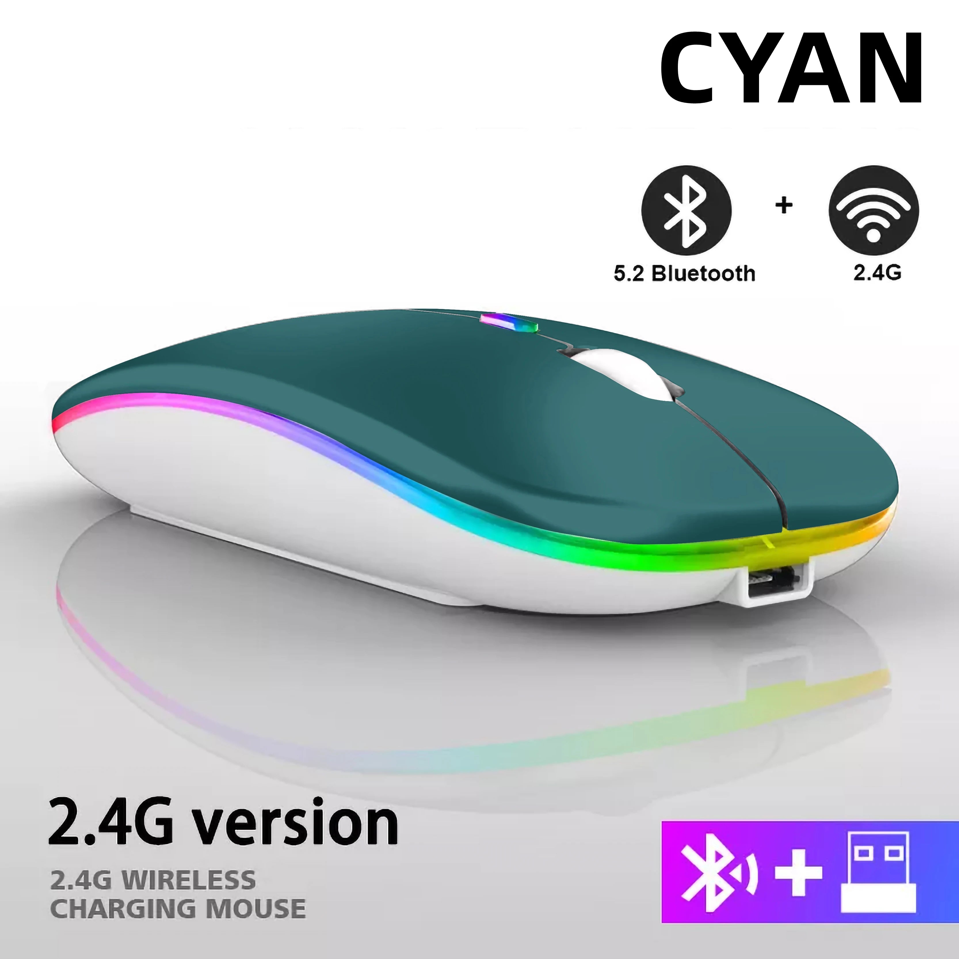 Wiederaufladbare kabellose Bluetooth-Maus mit 2,4 GHz USB RGB 1600 DPI Maus für Computer Laptop Tablet PC Macbook Gaming Maus Gamer
