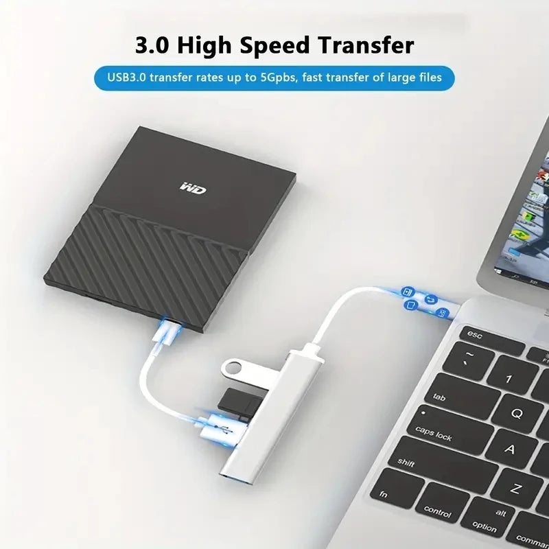 4-Port USB Hub Type C Extender Splitter Adapter OTG Docking Station for MacBook pro 13/15 Air PC Laptop - Phone Charging Compu