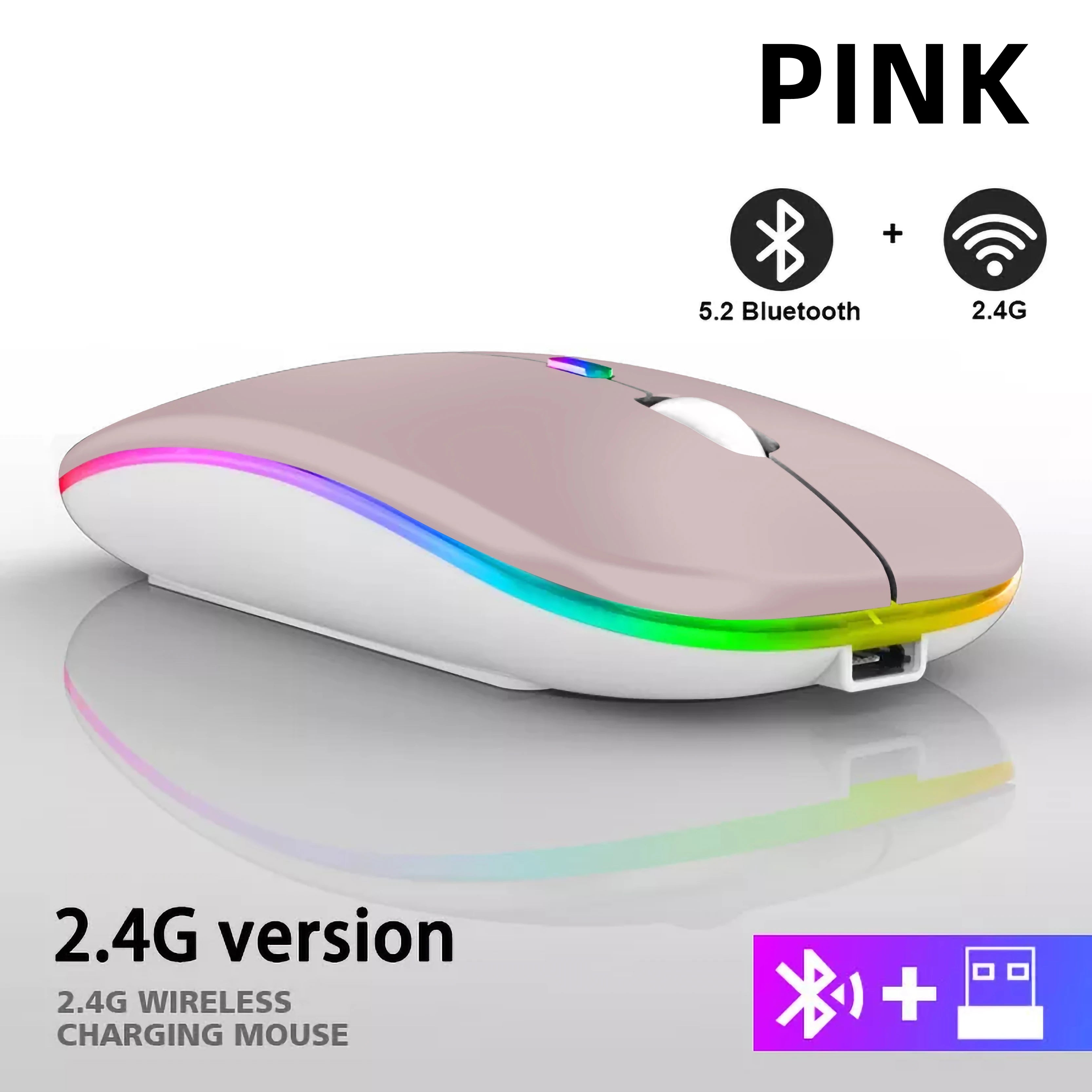 Wiederaufladbare kabellose Bluetooth-Maus mit 2,4 GHz USB RGB 1600 DPI Maus für Computer Laptop Tablet PC Macbook Gaming Maus Gamer