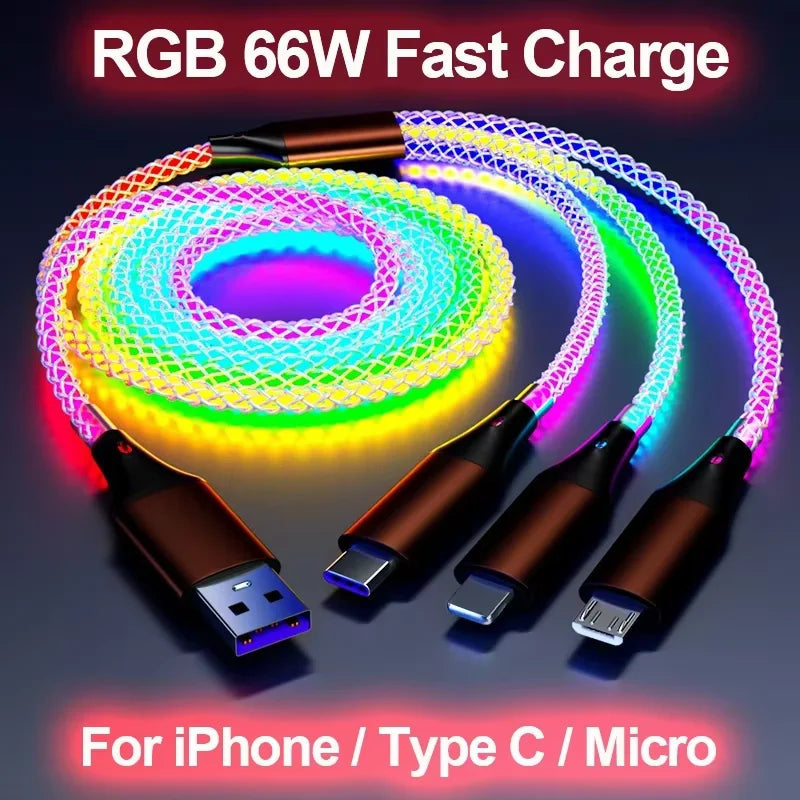 Câble Chargeur RGB 66W - Recharge rapide et colorée