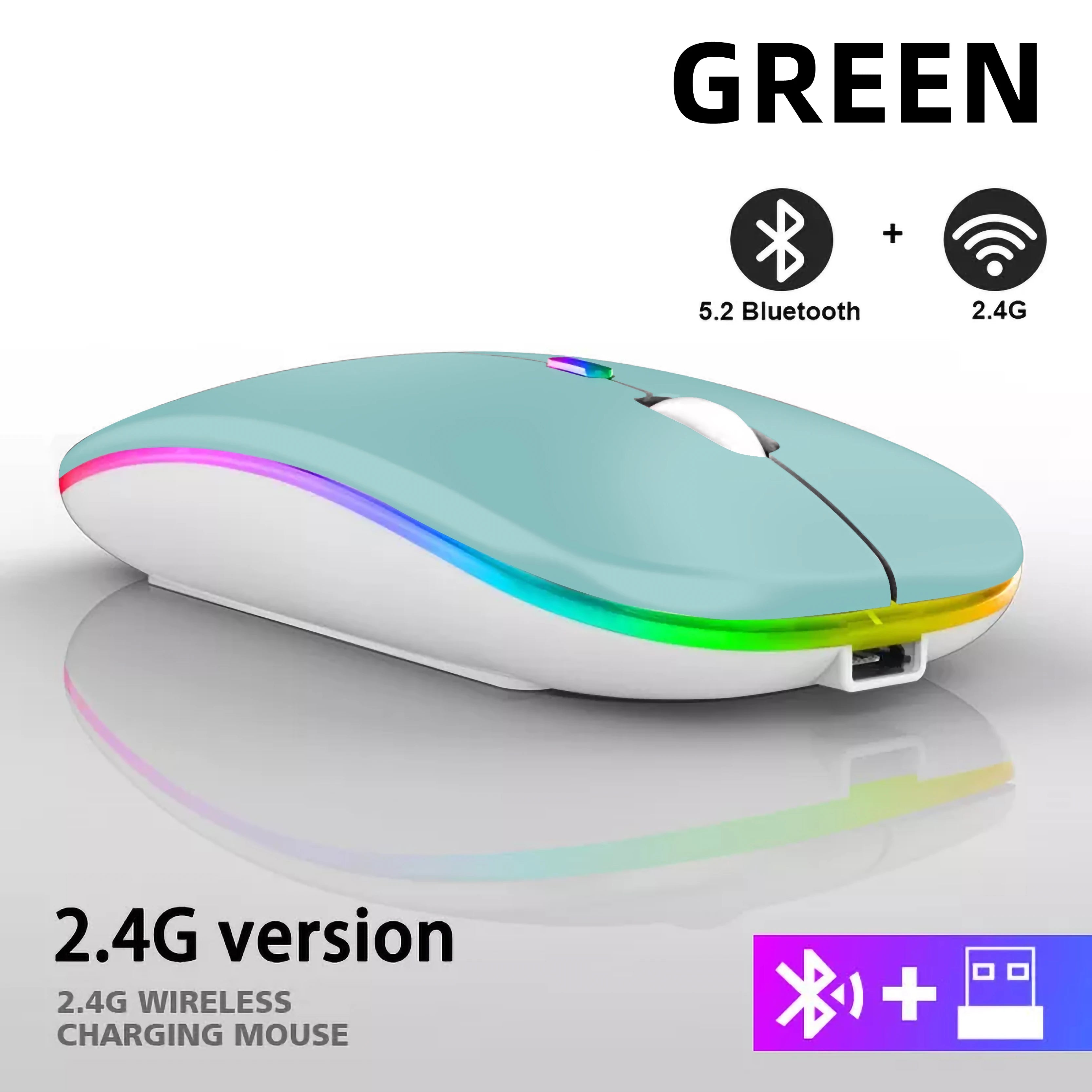 Wiederaufladbare kabellose Bluetooth-Maus mit 2,4 GHz USB RGB 1600 DPI Maus für Computer Laptop Tablet PC Macbook Gaming Maus Gamer