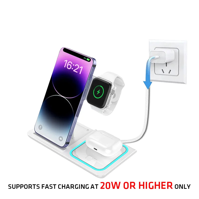 Station de Charge 3-en-1 - Chargez tout avec style!