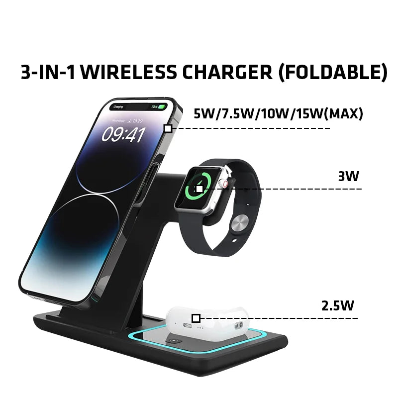 Station de Charge 3-en-1 - Chargez tout avec style!